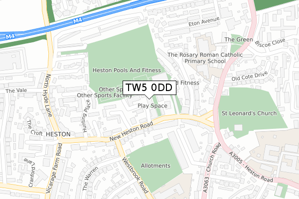 TW5 0DD map - large scale - OS Open Zoomstack (Ordnance Survey)