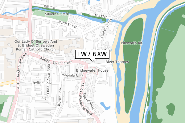 TW7 6XW map - large scale - OS Open Zoomstack (Ordnance Survey)