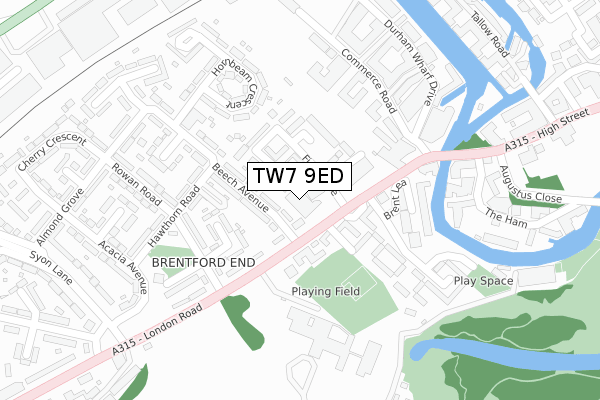 TW7 9ED map - large scale - OS Open Zoomstack (Ordnance Survey)