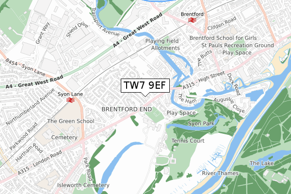 TW7 9EF map - small scale - OS Open Zoomstack (Ordnance Survey)