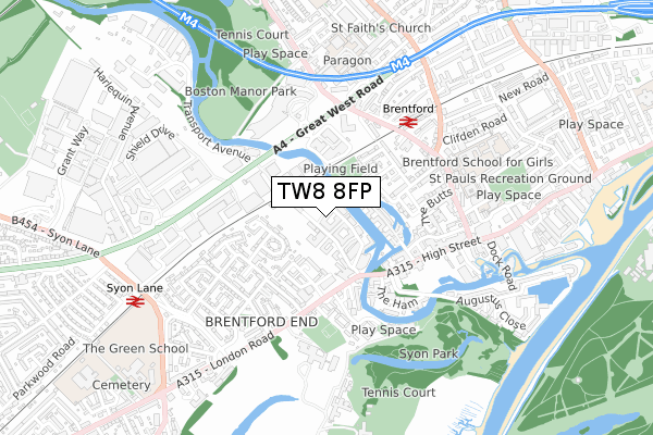 TW8 8FP map - small scale - OS Open Zoomstack (Ordnance Survey)