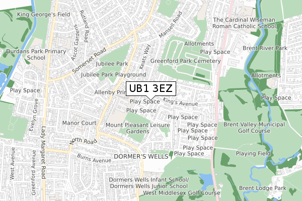 UB1 3EZ map - small scale - OS Open Zoomstack (Ordnance Survey)