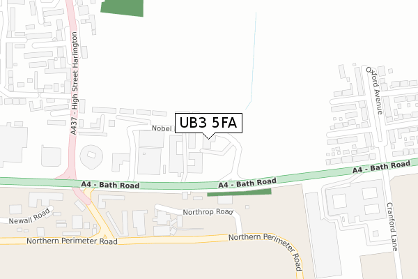 UB3 5FA map - large scale - OS Open Zoomstack (Ordnance Survey)