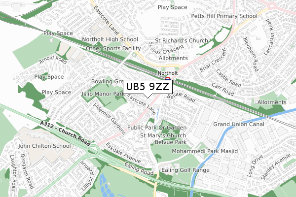 UB5 9ZZ map - small scale - OS Open Zoomstack (Ordnance Survey)