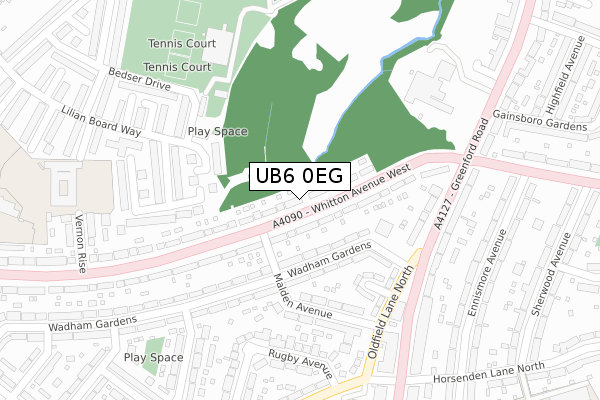 UB6 0EG map - large scale - OS Open Zoomstack (Ordnance Survey)