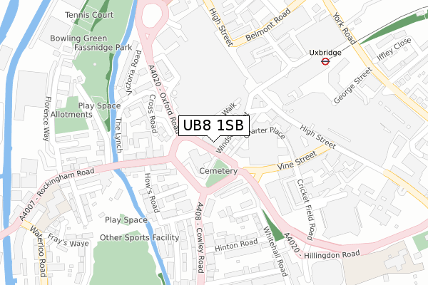 UB8 1SB map - large scale - OS Open Zoomstack (Ordnance Survey)