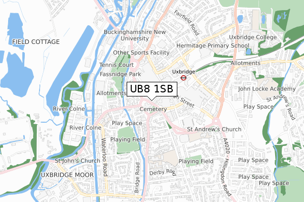 UB8 1SB map - small scale - OS Open Zoomstack (Ordnance Survey)