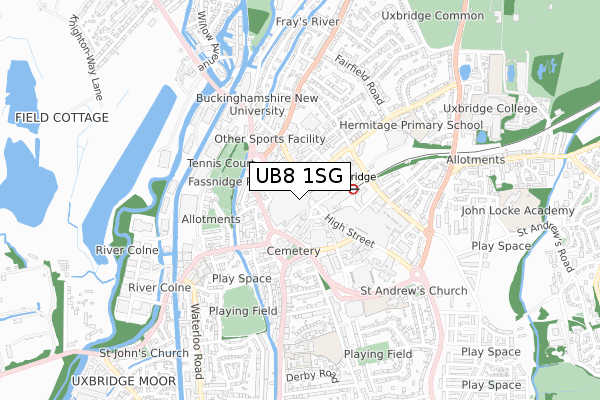 UB8 1SG map - small scale - OS Open Zoomstack (Ordnance Survey)