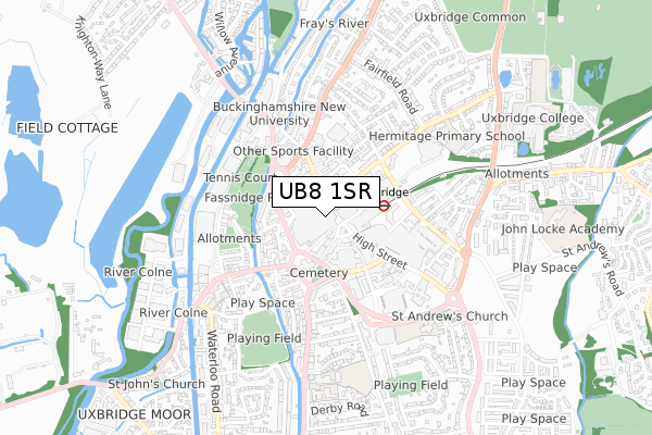 UB8 1SR map - small scale - OS Open Zoomstack (Ordnance Survey)