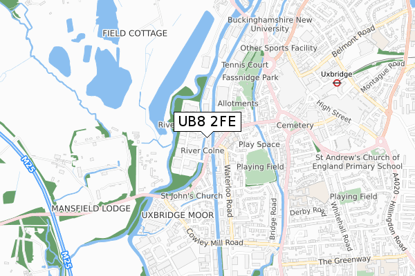 UB8 2FE map - small scale - OS Open Zoomstack (Ordnance Survey)