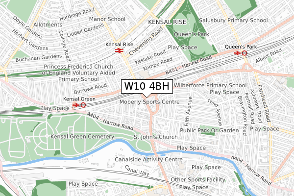 W10 4BH map - small scale - OS Open Zoomstack (Ordnance Survey)