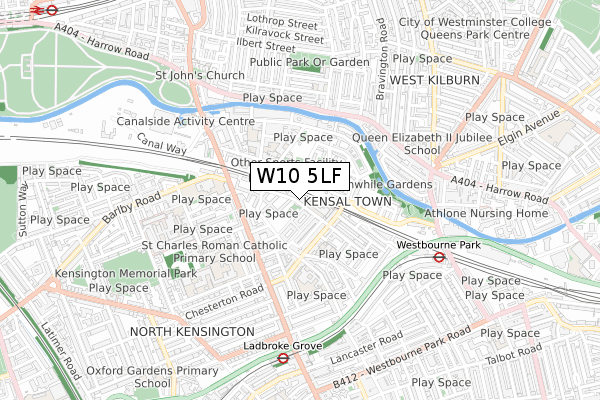 W10 5LF map - small scale - OS Open Zoomstack (Ordnance Survey)