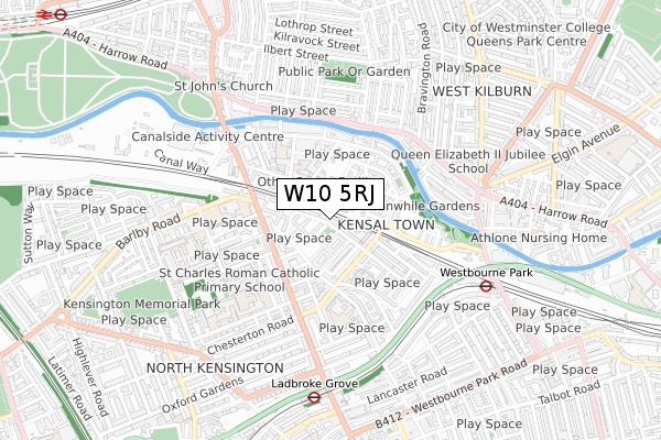 W10 5RJ map - small scale - OS Open Zoomstack (Ordnance Survey)