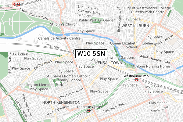 W10 5SN map - small scale - OS Open Zoomstack (Ordnance Survey)