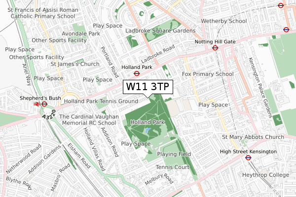 W11 3TP map - small scale - OS Open Zoomstack (Ordnance Survey)