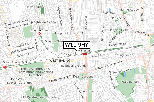 W11 9HY map - small scale - OS Open Zoomstack (Ordnance Survey)