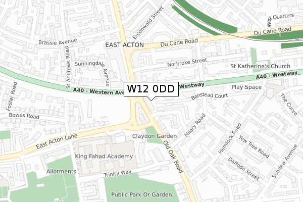 W12 0DD map - large scale - OS Open Zoomstack (Ordnance Survey)