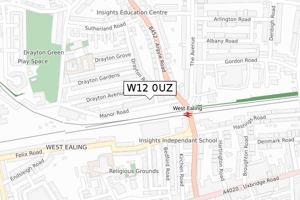 W12 0UZ map - large scale - OS Open Zoomstack (Ordnance Survey)