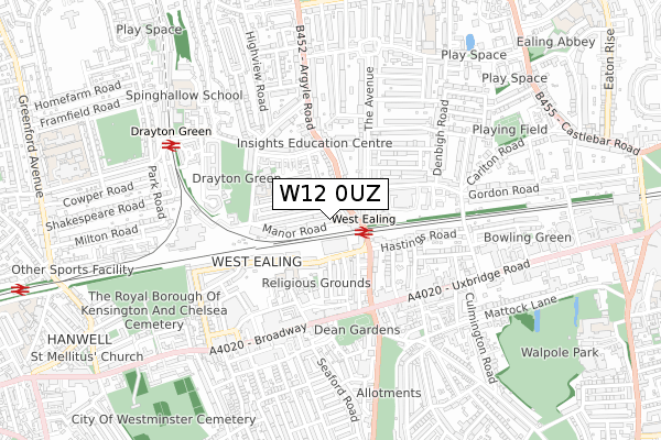 W12 0UZ map - small scale - OS Open Zoomstack (Ordnance Survey)