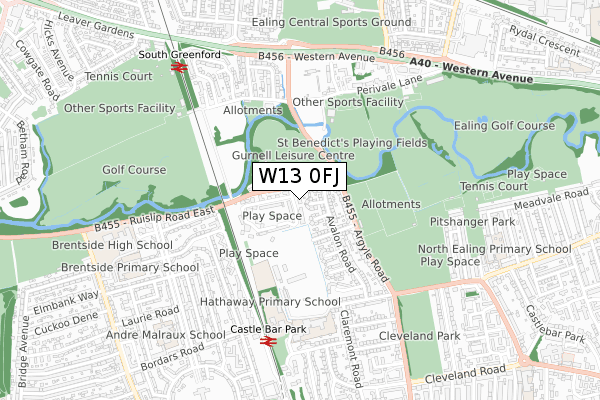 W13 0FJ map - small scale - OS Open Zoomstack (Ordnance Survey)