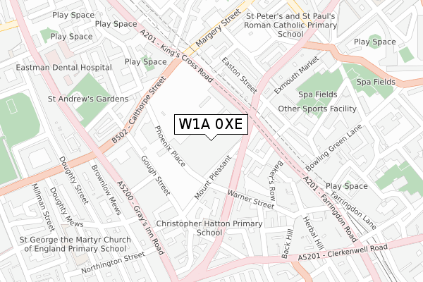 W1A 0XE map - large scale - OS Open Zoomstack (Ordnance Survey)