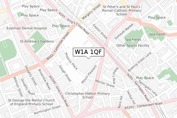 W1A 1QF map - large scale - OS Open Zoomstack (Ordnance Survey)