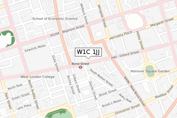 W1C 1JJ map - large scale - OS Open Zoomstack (Ordnance Survey)