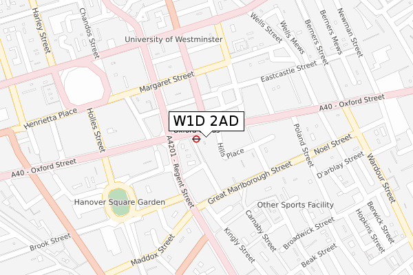 W1D 2AD map - large scale - OS Open Zoomstack (Ordnance Survey)