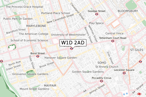 W1D 2AD map - small scale - OS Open Zoomstack (Ordnance Survey)