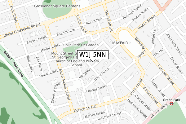 W1J 5NN map - large scale - OS Open Zoomstack (Ordnance Survey)