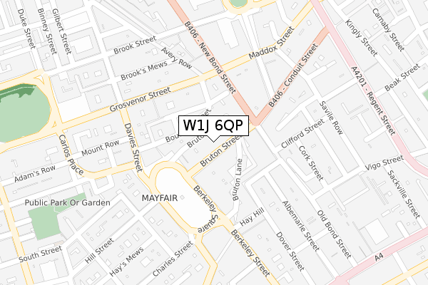 W1J 6QP map - large scale - OS Open Zoomstack (Ordnance Survey)