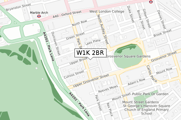 W1K 2BR map - large scale - OS Open Zoomstack (Ordnance Survey)