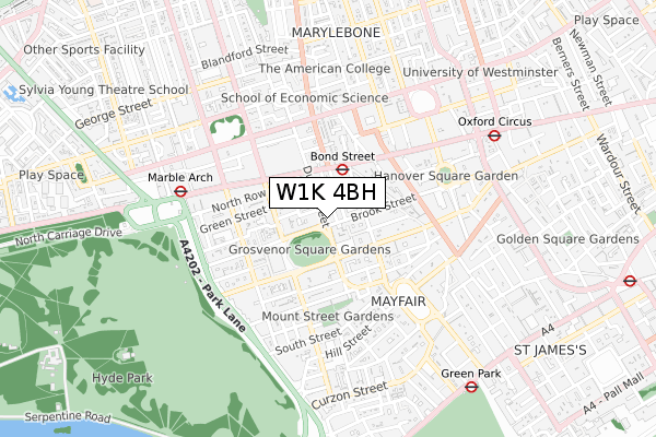 W1K 4BH map - small scale - OS Open Zoomstack (Ordnance Survey)