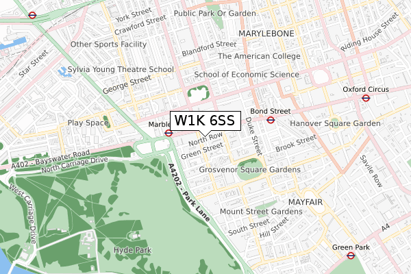 W1K 6SS map - small scale - OS Open Zoomstack (Ordnance Survey)