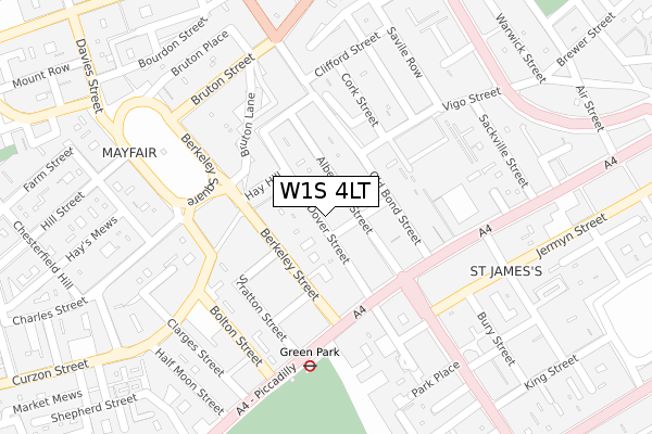 W1S 4LT map - large scale - OS Open Zoomstack (Ordnance Survey)