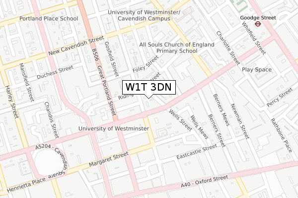 W1T 3DN map - large scale - OS Open Zoomstack (Ordnance Survey)