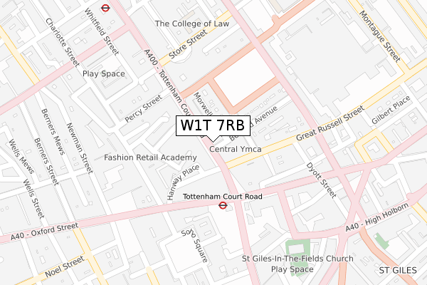 W1T 7RB map - large scale - OS Open Zoomstack (Ordnance Survey)