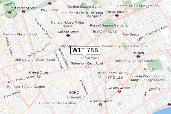 W1T 7RB map - small scale - OS Open Zoomstack (Ordnance Survey)