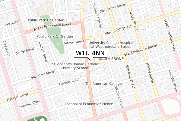 W1U 4NN map - large scale - OS Open Zoomstack (Ordnance Survey)