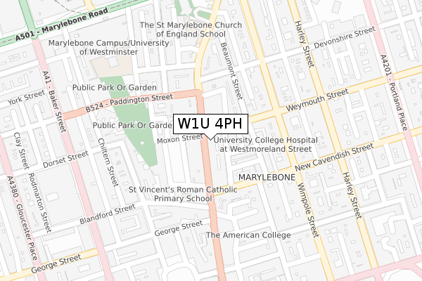 W1U 4PH map - large scale - OS Open Zoomstack (Ordnance Survey)