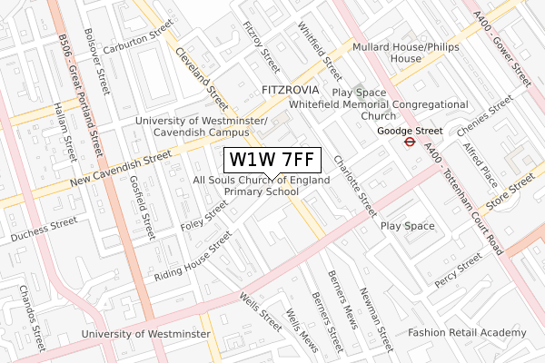 W1W 7FF map - large scale - OS Open Zoomstack (Ordnance Survey)