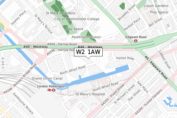 W2 1AW map - large scale - OS Open Zoomstack (Ordnance Survey)