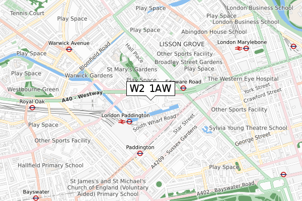 W2 1AW map - small scale - OS Open Zoomstack (Ordnance Survey)