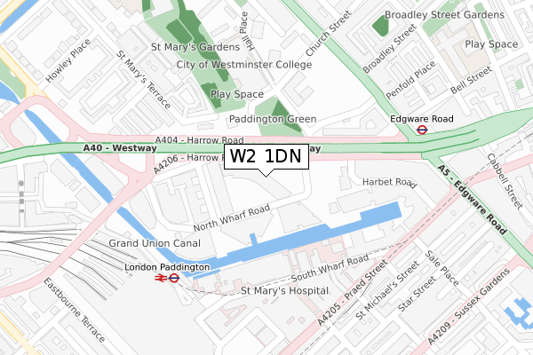 W2 1DN map - large scale - OS Open Zoomstack (Ordnance Survey)