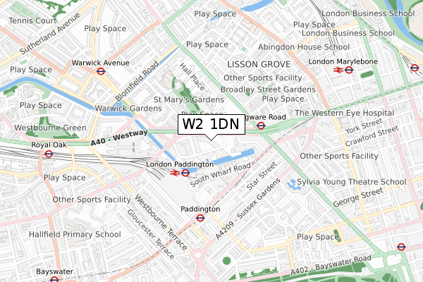 W2 1DN map - small scale - OS Open Zoomstack (Ordnance Survey)