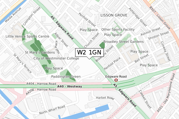 W2 1GN map - large scale - OS Open Zoomstack (Ordnance Survey)