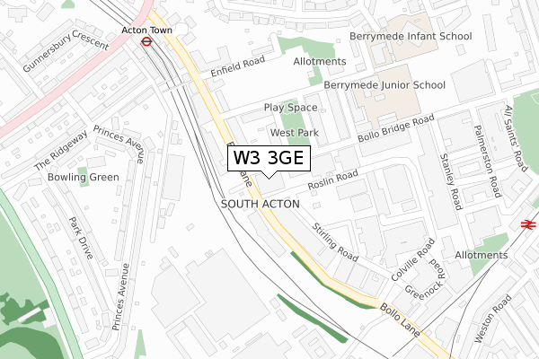 W3 3GE map - large scale - OS Open Zoomstack (Ordnance Survey)