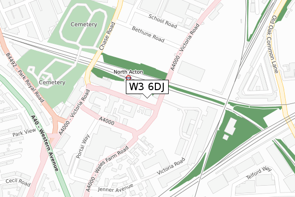 W3 6DJ map - large scale - OS Open Zoomstack (Ordnance Survey)