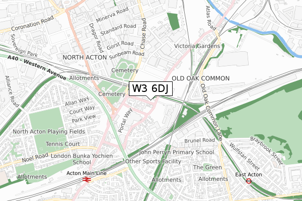 W3 6DJ map - small scale - OS Open Zoomstack (Ordnance Survey)