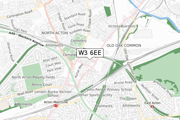 W3 6EE map - small scale - OS Open Zoomstack (Ordnance Survey)